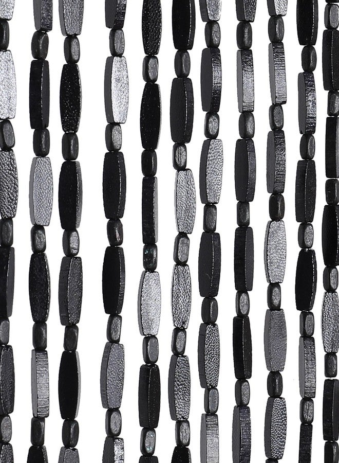 Osunnus Handmade Bamboo Beaded Curtain for Doorway 35.5 x 75 Inches 52 Strands Hanging Door Beads Hippie Curtain for Bedroom Living Room Boho Rustic Home Store Decor, Black - Image 1